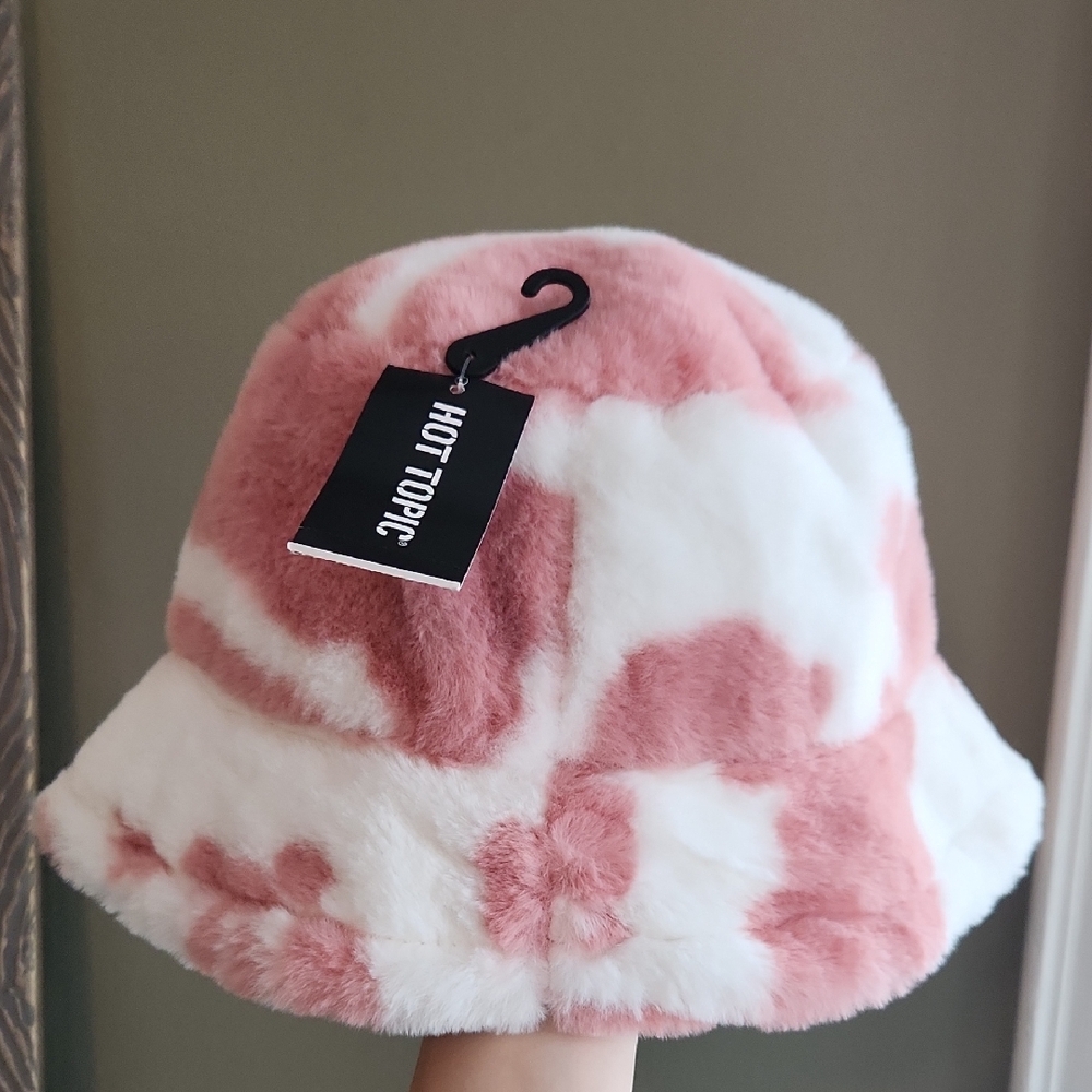 Strawberry Cow Fuzzy Bucket Hat - Picture 2 of 3